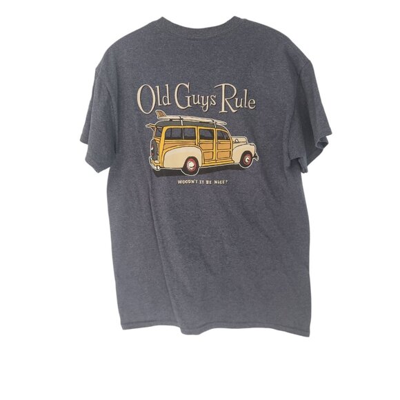 Old Guys Rule T-Shirt “Woodn’t It Be Nice” Woodie Car Blue Mens Medium EUC - Picture 1 of 11